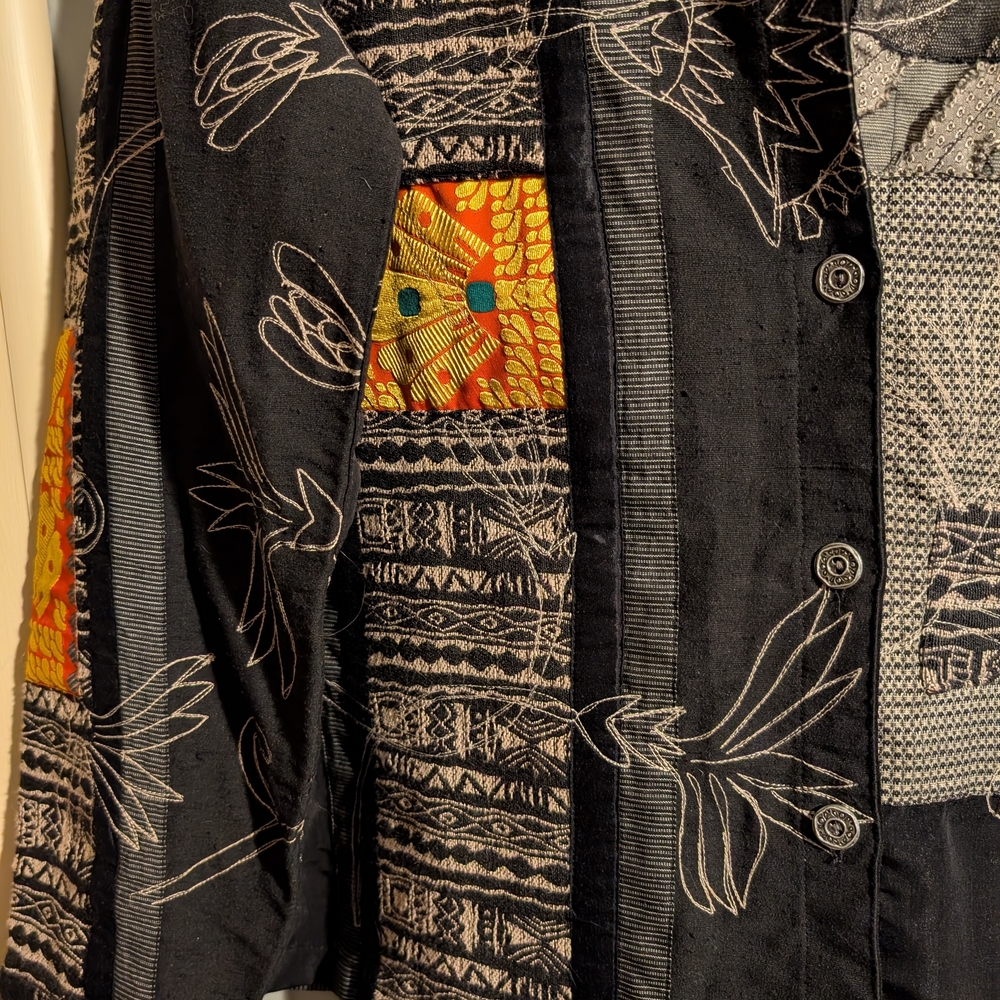 Chico's Black And Gray Patchwork Jacket - image 4